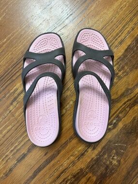CROCS Women’s Black/ Espresso / Pink Slide Sandals